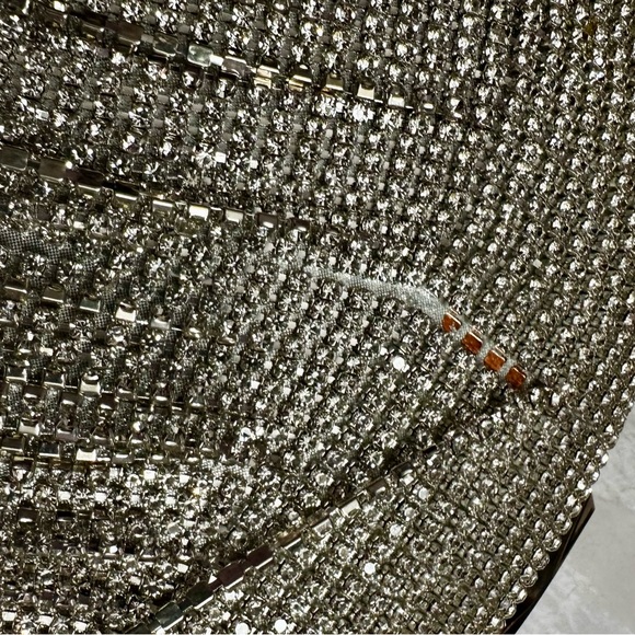 Olga Berg Silver Dangle Crystal Rhinestone Evening Clutch Holiday Party Glamour - Picture 15 of 15